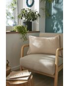 Coussin déhoussable avec passepoil gaze de coton unie Gaïa beige foncé - 40 x 60 cm