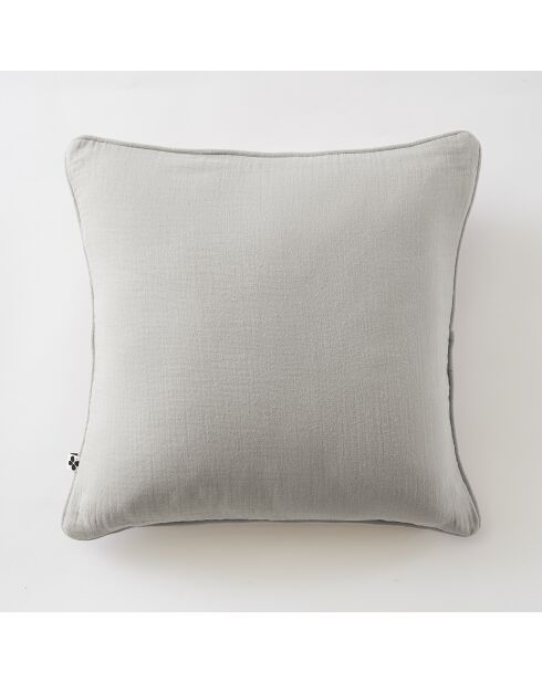 Abnehmbares Kissen mit schlichter Paspelierung aus Baumwollgaze Gaïa grau - 45 x 45 cm