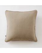 Coussin déhoussable avec passepoil gaze de coton unie Gaïa beige foncé - 45 x 45 cm
