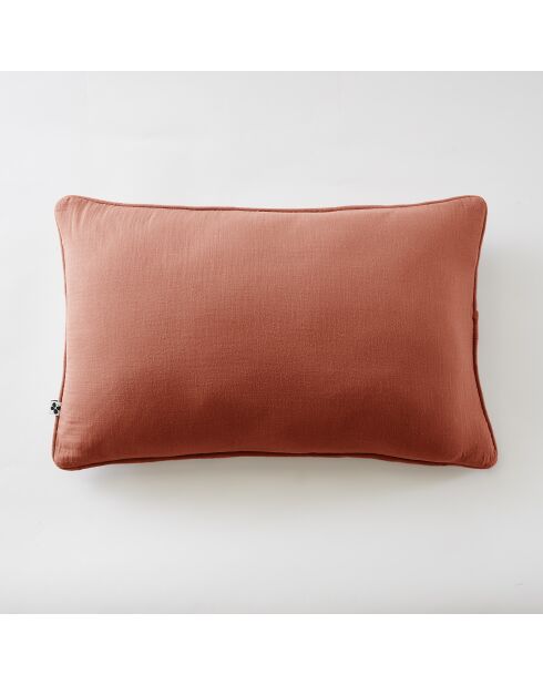 Abnehmbares Kissen mit schlichter Paspelierung aus Baumwollgaze Gaïa orange - 40 x 60 cm