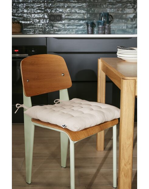 Gesteppter Sitz aus natürlicher Gaïa-Baumwolle mit 16 Spitzen, einfarbig, 40 x 40 cm