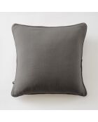 Abnehmbares Kissen mit schlichter Paspelierung aus Baumwollgaze Gaïa Anthrazit - 45 x 45 cm