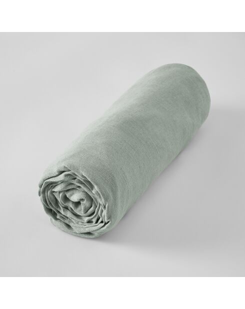 Soline hoeslaken van gewassen linnen lichtblauw