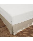Sábana bajera ajustable de lino lavado blanco Soline