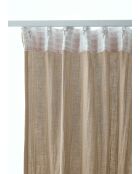 Rideau galon fronceur gaze de coton unie Gaïa beige foncé - 140 x 240 cm