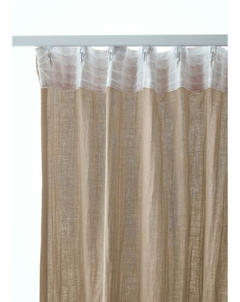 Rideau galon fronceur gaze de coton unie Gaïa beige foncé - 140 x 240 cm