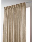 Rideau galon fronceur gaze de coton unie Gaïa beige foncé - 140 x 240 cm