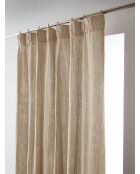 Rideau galon fronceur gaze de coton unie Gaïa beige foncé - 140 x 240 cm