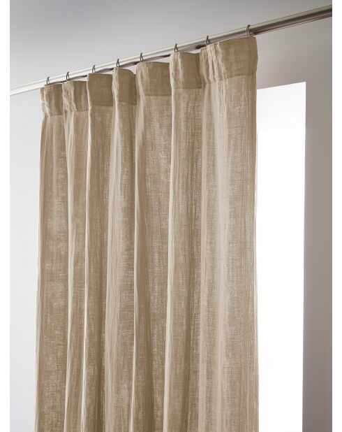 Rideau galon fronceur gaze de coton unie Gaïa beige foncé - 140 x 240 cm