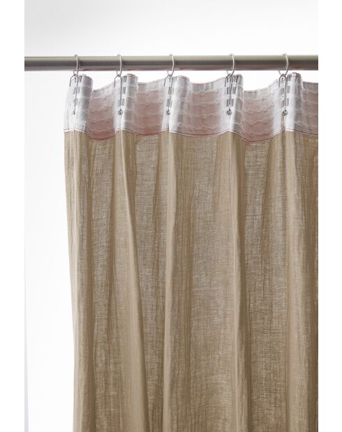 Rideau galon fronceur gaze de coton unie Gaïa beige foncé - 140 x 240 cm