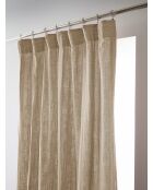 Rideau galon fronceur gaze de coton unie Gaïa beige foncé - 140 x 240 cm