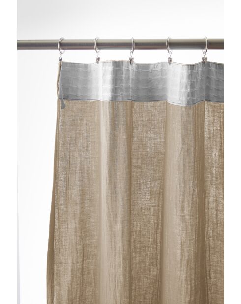 Rideau galon fronceur gaze de coton unie Gaïa beige foncé - 140 x 240 cm
