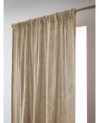 Rideau galon fronceur gaze de coton unie Gaïa beige foncé - 140 x 240 cm
