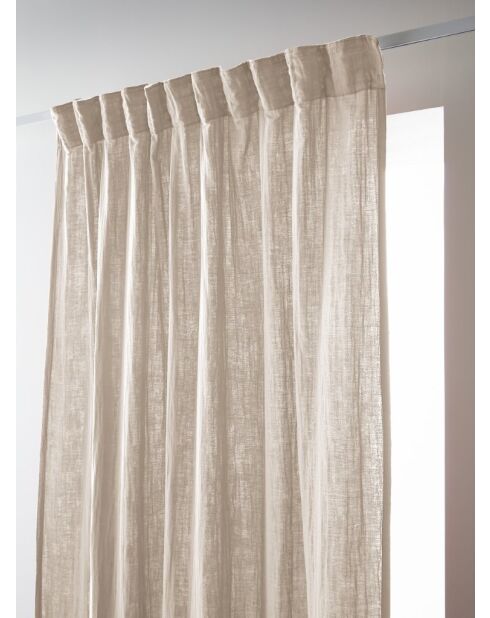 Rideau galon fronceur gaze de coton unie Gaïa naturel - 140 x 240 cm