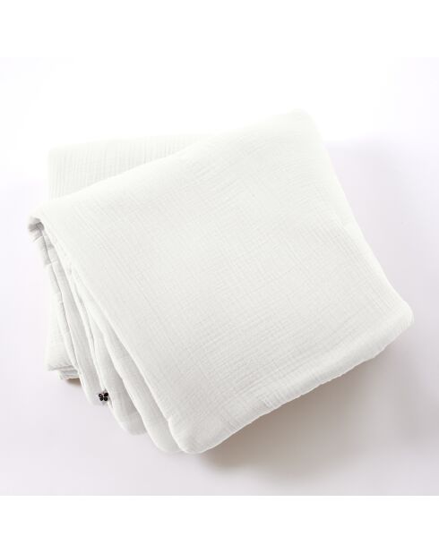 Bout de lit gaze de coton unie Ina blanc - 90 x 220 cm