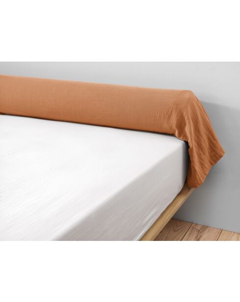 Kissenhülle Gaïa aus Baumwollgaze, einfarbig, 43 x 185 cm, hellorange