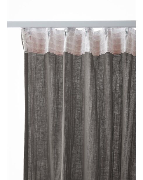 Rideau galon fronceur gaze de coton unie Gaïa anthracite - 140 x 240 cm