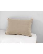Taie d'oreiller gaze de coton unie Gaïa beige foncé