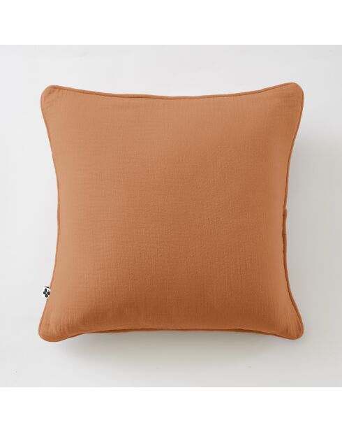 Cuscino rimovibile con bordino in garza di cotone semplice Gaïa arancione chiaro - 45 x 45 cm