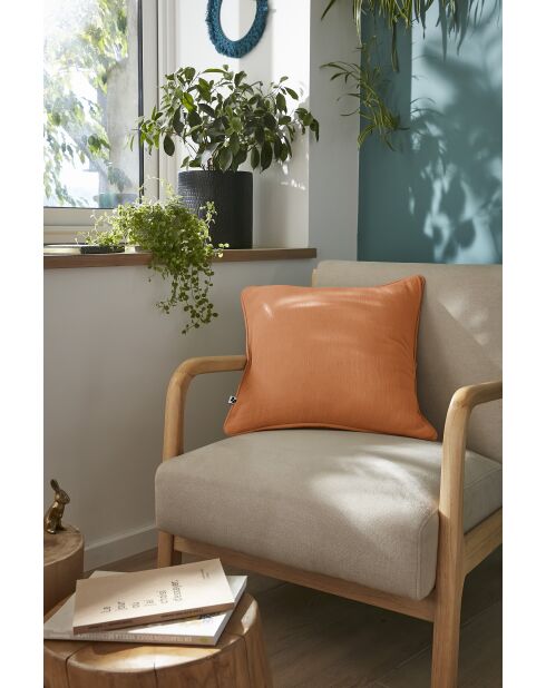 Cuscino rimovibile con bordino in garza di cotone semplice Gaïa arancione chiaro - 45 x 45 cm