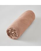 Roze hoeslaken van gewassen linnen Soline
