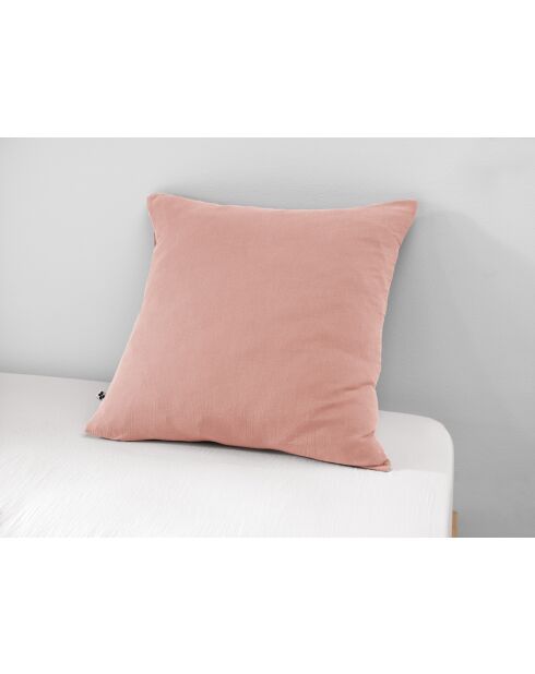 Federa in garza di cotone tinta unita rosa Gaïa