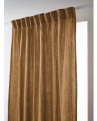 Rideau galon fronceur gaze de coton unie Gaïa marron - 140 x 240 cm