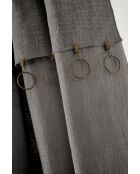 Rideau ajustable + 8 anneaux pince Slub Sixtine gris foncé - 140 x 270 cm