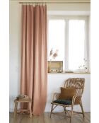 Rideau ajustable + 8 anneaux pince lin lavé Soline rose - 140 x 270 cm
