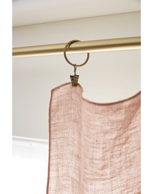Rideau ajustable + 8 anneaux pince lin lavé Soline rose - 140 x 270 cm