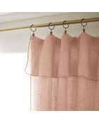 Rideau ajustable + 8 anneaux pince lin lavé Soline rose - 140 x 270 cm