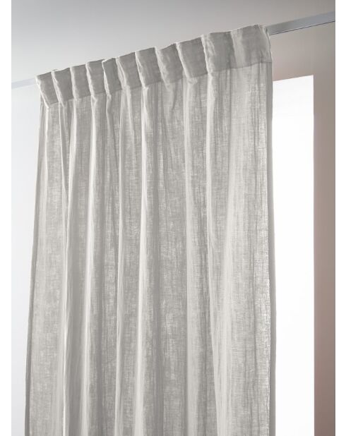 Gaïa grijs geplooid vlechtgordijn van katoengaas van gewoon katoen - 140 x 240 cm