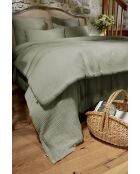 Bout de lit gaze de coton unie Ina kaki - 90 x 220 cm