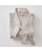 Peignoir kimono mixte gaze de coton unie Gaïa naturel