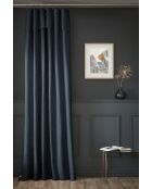 Einstellbarer Vorhang + 8 Clipringe Slub Sistine dunkelblau - 140 x 270 cm