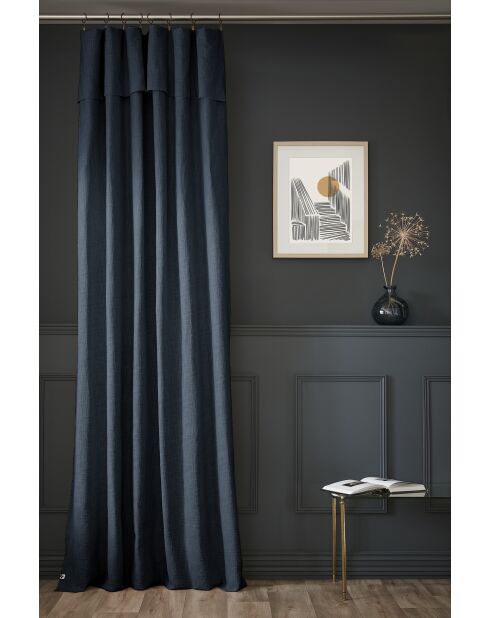 Einstellbarer Vorhang + 8 Clipringe Slub Sistine dunkelblau - 140 x 270 cm