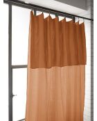 Rideau ajustable + 8 anneaux pince gaze de coton unie Gaïa orange clair - 140 x 300 cm