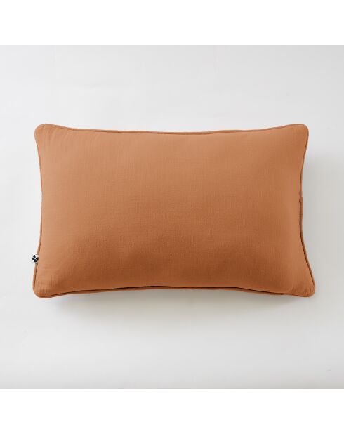 Abnehmbares Kissen mit schlichter Paspelierung aus Baumwollgaze Gaïa hellorange - 40 x 60 cm