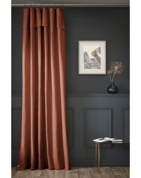 Rideau ajustable + 8 anneaux pince Slub Sixtine orange - 140 x 270 cm