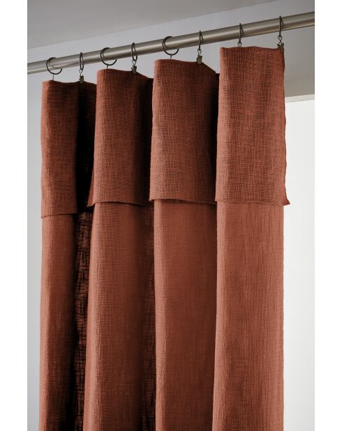 Rideau ajustable + 8 anneaux pince Slub Sixtine orange - 140 x 270 cm