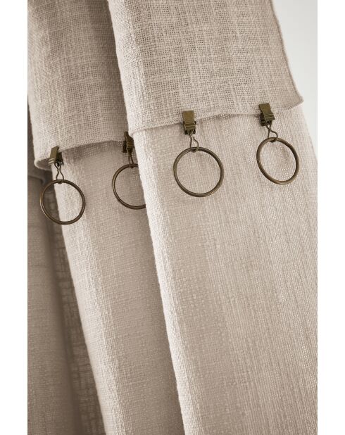 Rideau ajustable + 8 anneaux pince Slub Sixtine naturel - 140 x 270 cm