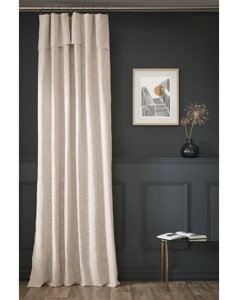 Rideau ajustable + 8 anneaux pince Slub Sixtine naturel - 140 x 270 cm