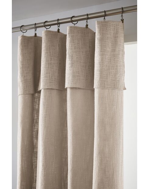 Rideau ajustable + 8 anneaux pince Slub Sixtine naturel - 140 x 270 cm