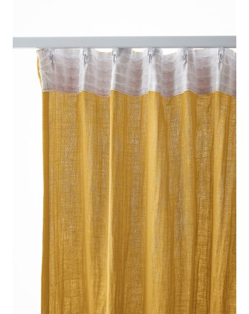 Rideau galon fronceur gaze de coton unie Gaïa jaune - 140 x 240 cm