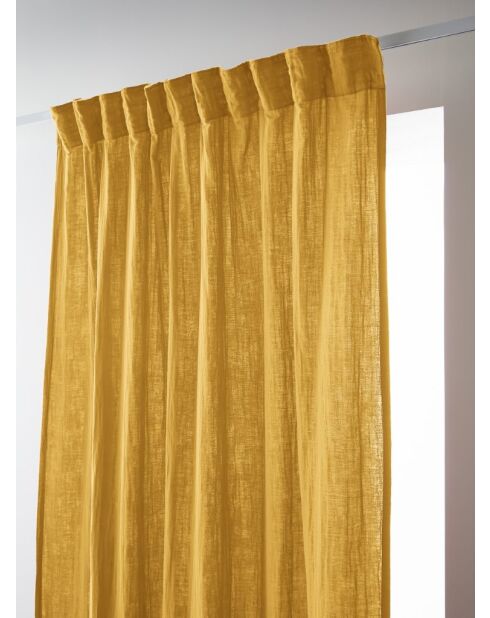 Rideau galon fronceur gaze de coton unie Gaïa jaune - 140 x 240 cm