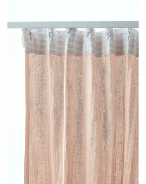 Rideau galon fronceur gaze de coton unie Gaïa rose clair - 140 x 240 cm