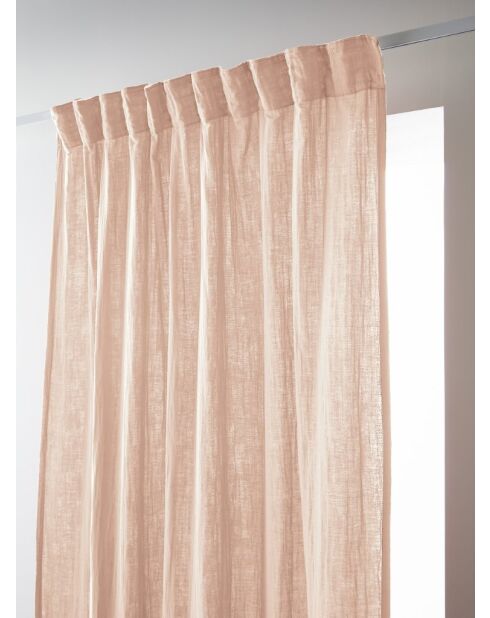 Rideau galon fronceur gaze de coton unie Gaïa rose clair - 140 x 240 cm