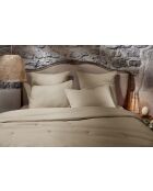 Taie d'oreiller nid d'abeille uni Alma beige foncé