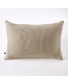 Taie d'oreiller nid d'abeille uni Alma beige foncé