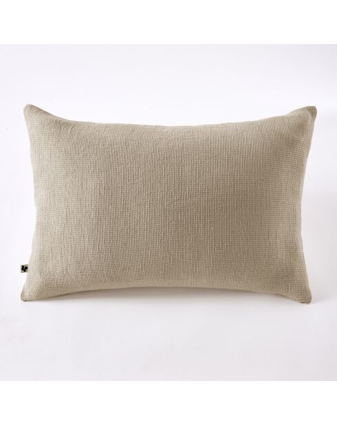 Taie d'oreiller nid d'abeille uni Alma beige foncé
